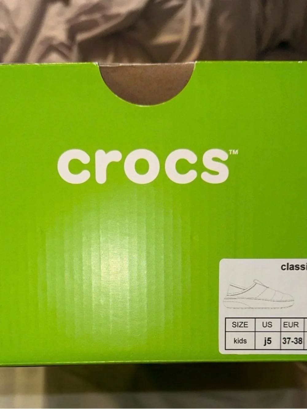 CROCS Kids Classic Puffer Slip-On in Beige and Black